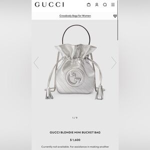 GUCCI BLONDIE MINI BUCKET BAG, silver leather, pristine condition!! 💯